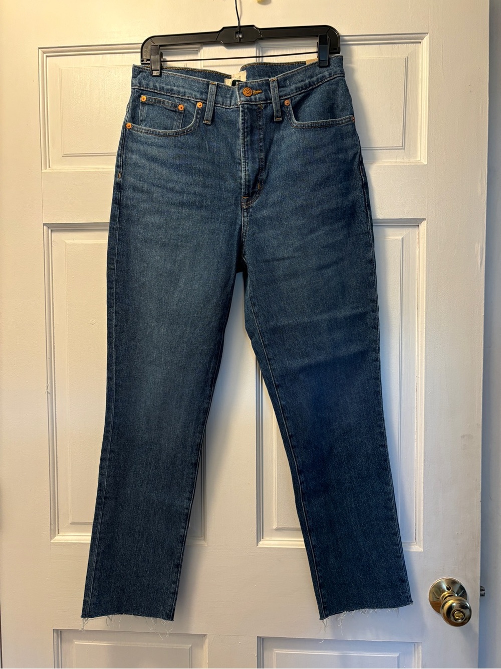 Madewell Women's Straight Leg Jeans in Dark Blue Denim